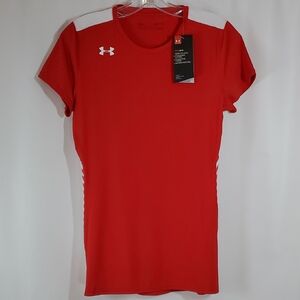 Under Armour Woman's Heat Gear Short Sleeve Fitted Shirt ~ White Accents